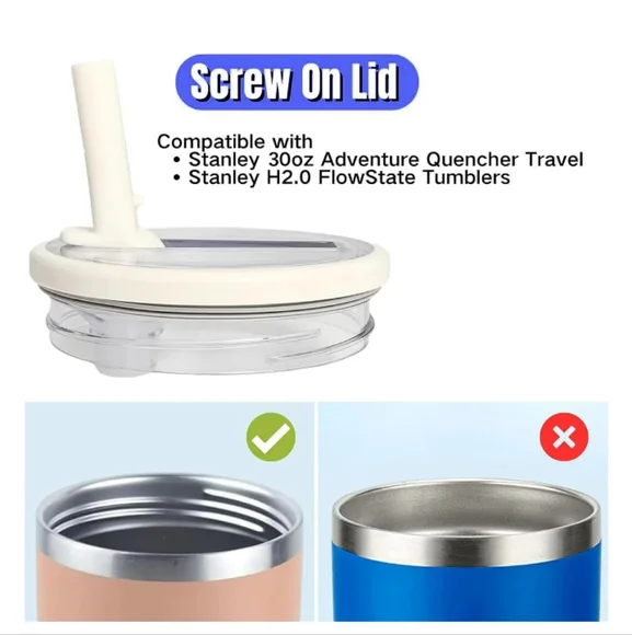 2-Replacement Lid & 2 Straws For Stanley 30oz/40oz (Cream) - Picture 7 of 7